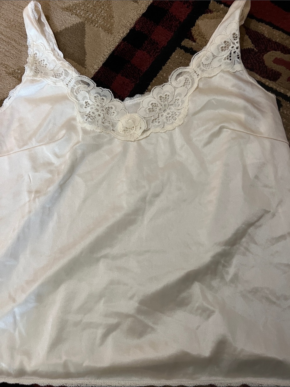 Vintage Sears White Lace-Trim Slip Camisole